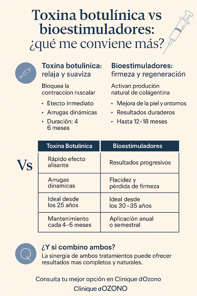 Toxina botulínica vs bioestimuladores: ¿qué me conviene más?